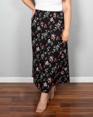 Black Floral Skirt