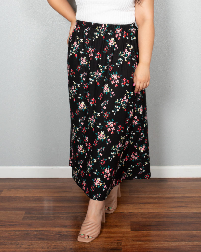 Black Floral Skirt